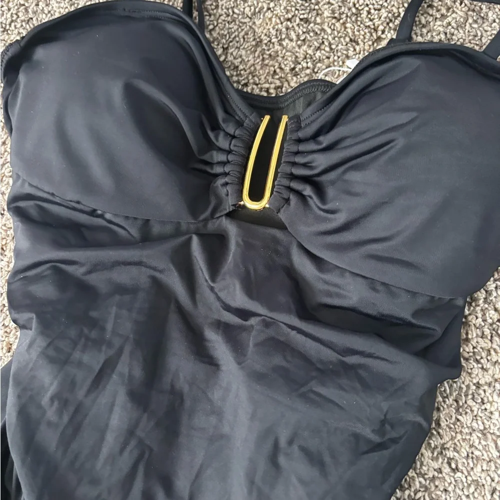 NWT Solid Black One Piece Womens EoMenie Swimsuit